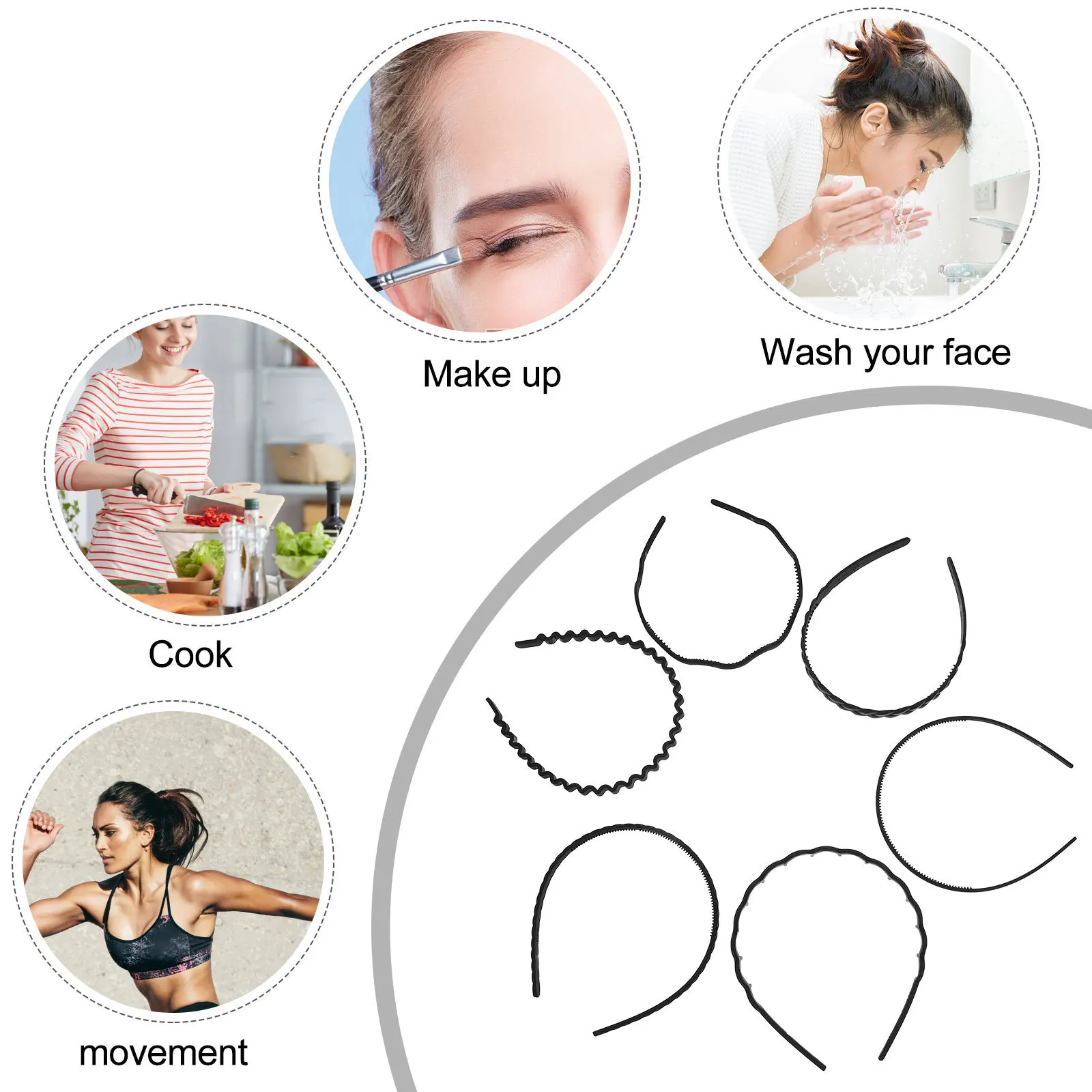 

6Pcs Teeth Headbands Women Hair Bands Practical Durable Easy to Carry for Face Washing Bathing Sports Headbands for Women