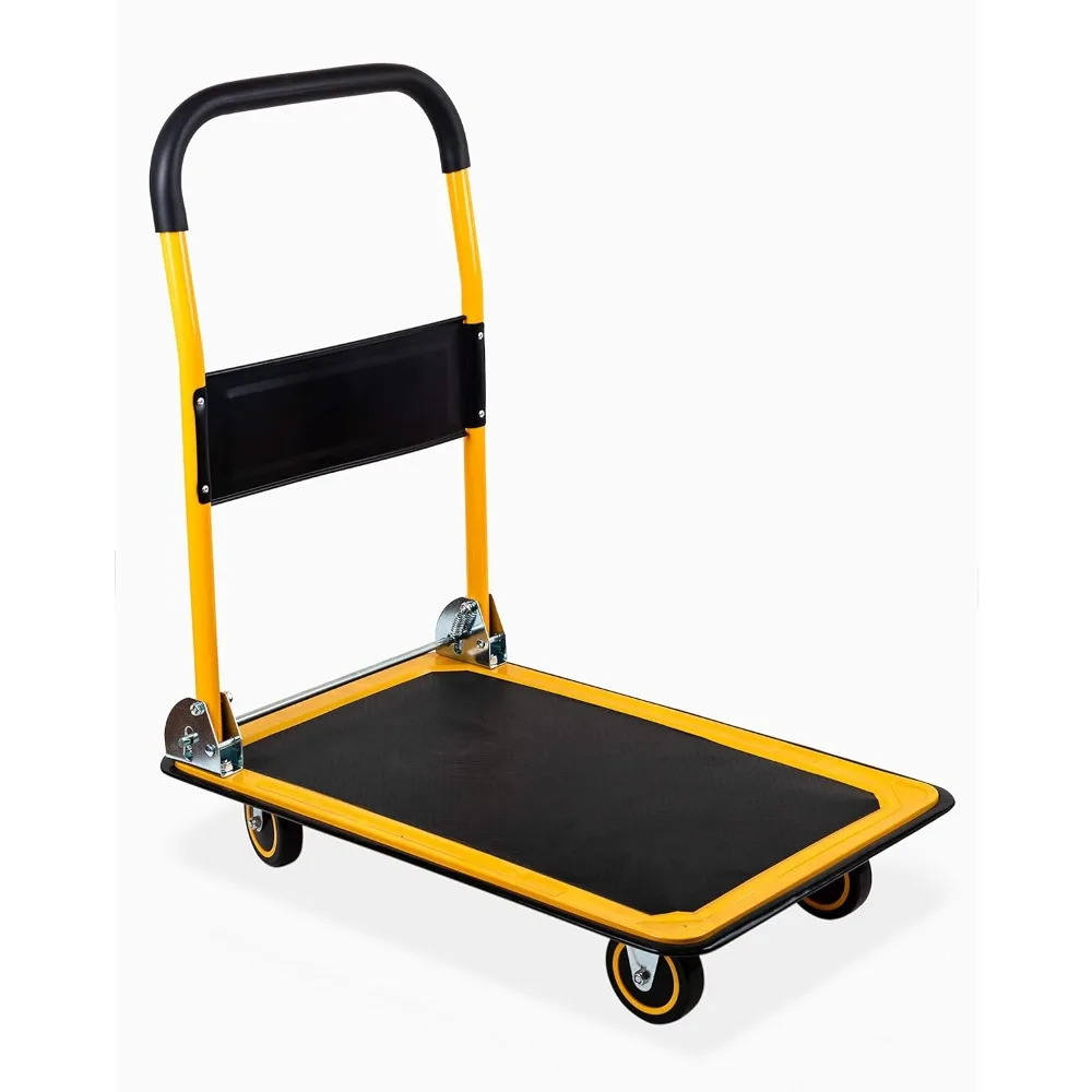 MaxWorks 80876-carrello a spinta per camion con piattaforma pieghevole 330 libbre. Capacità di peso nero e giallo 28.75 "x 18.75" x 33"