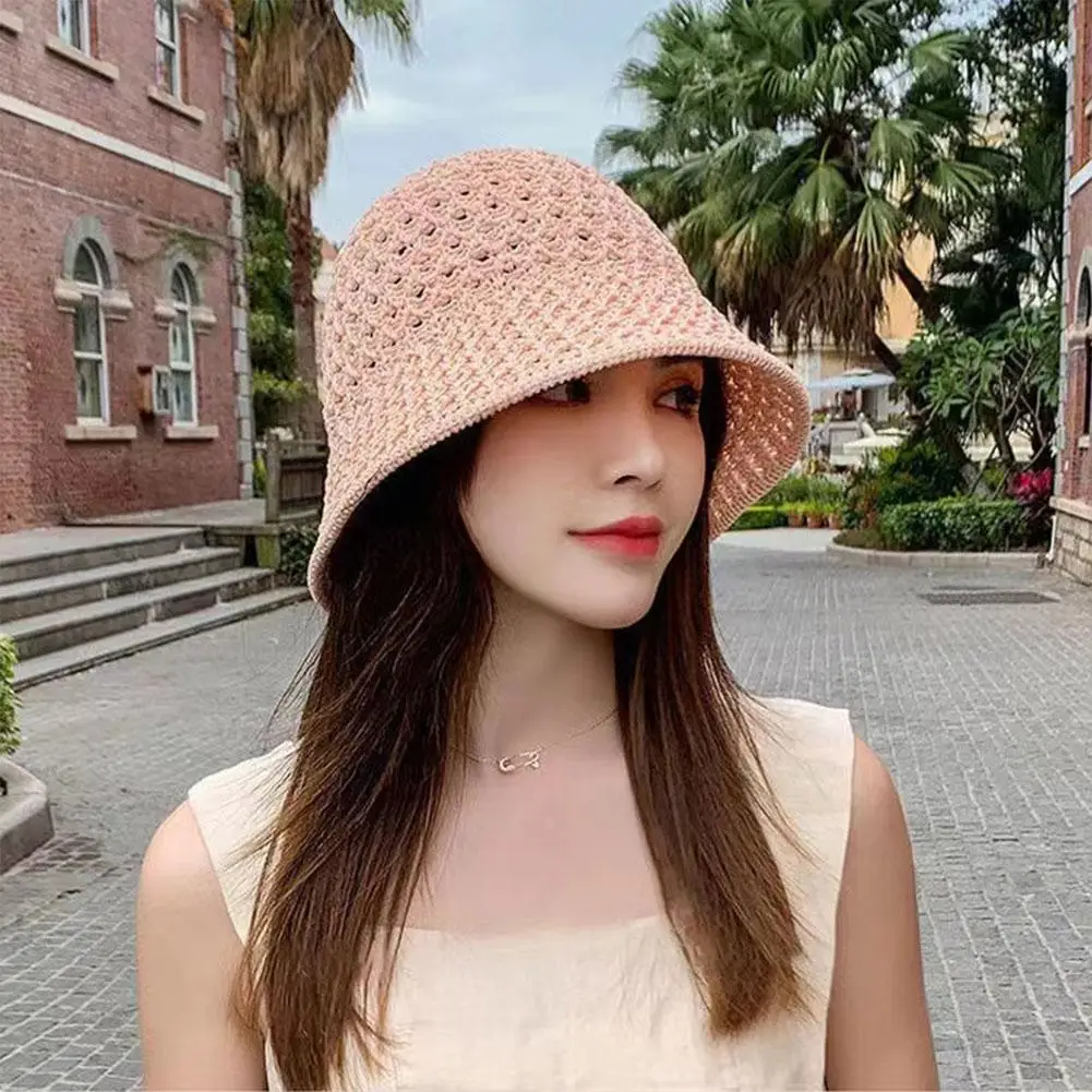 Beach Korean Straw Hat Summer Women Visor Bucket Hat Fisherman Hat Hand weaving Panama Girl Fishing Chapeau Sun Hats for Women