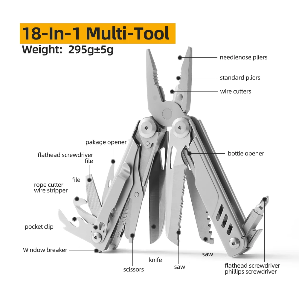 Multi-tool spring-loaded pliers and scissors with nylon sheath outdoor knife combo tool screw head converter .Home, Garden Carr