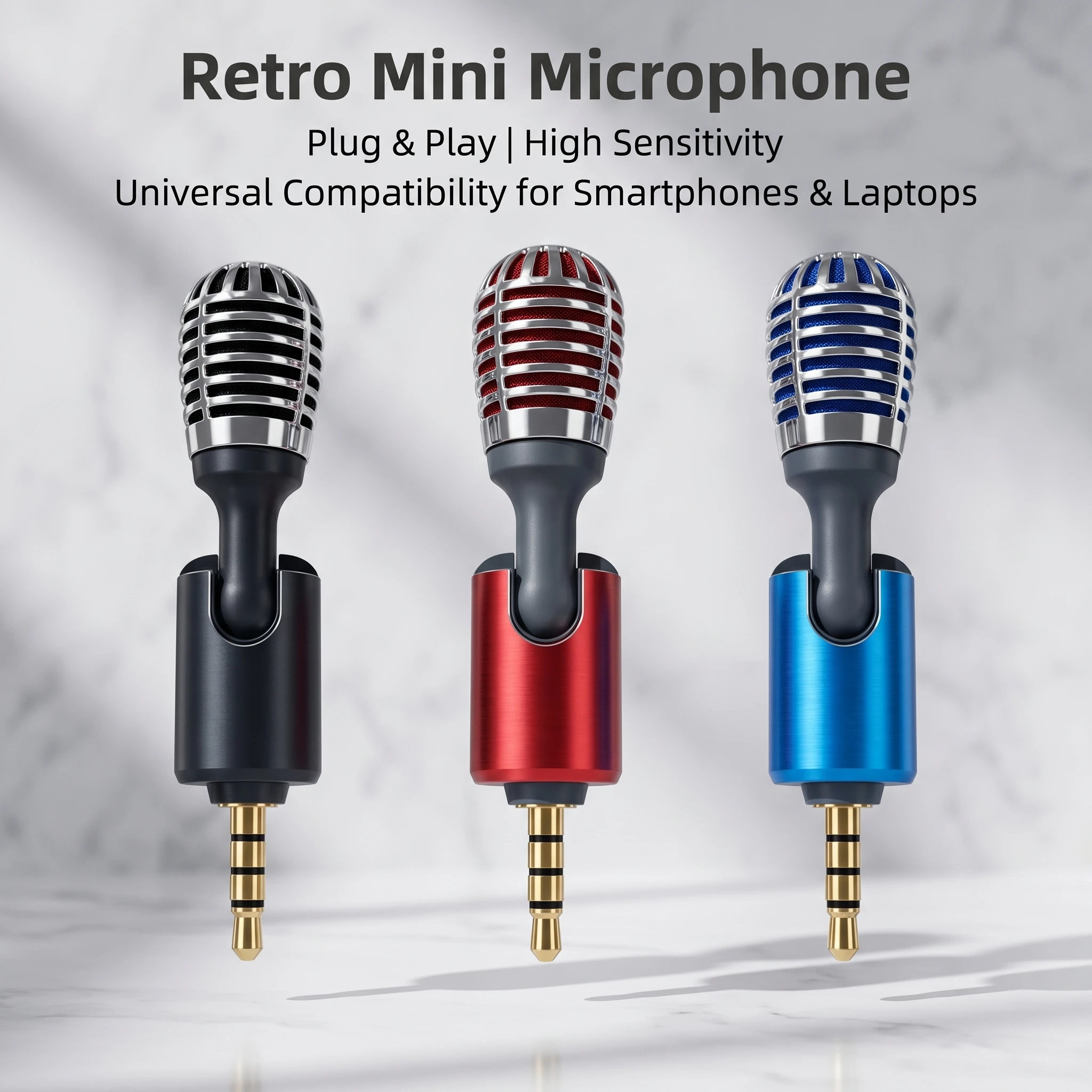 Wireless Mini Mic for Phone, Noise Cancelling Plug and Play, Supports 3.5mm & Type-C, Outdoor Live/Karaoke/YouTube, IOS/Android