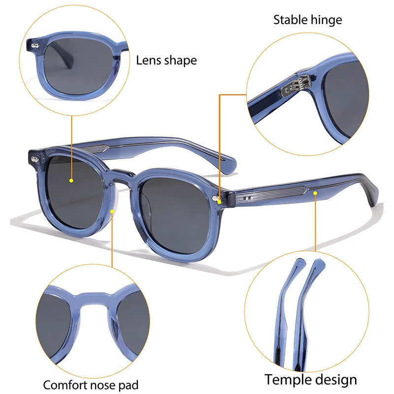CATERSIDE Retro Runde Herren-Sonnenbrille mit kleinem Rahmen, hochwertige Sonnenbrille mit Acetat-Rahmen, für Damen, Partys, Reisen, Outdoor-Brille – Detail 3