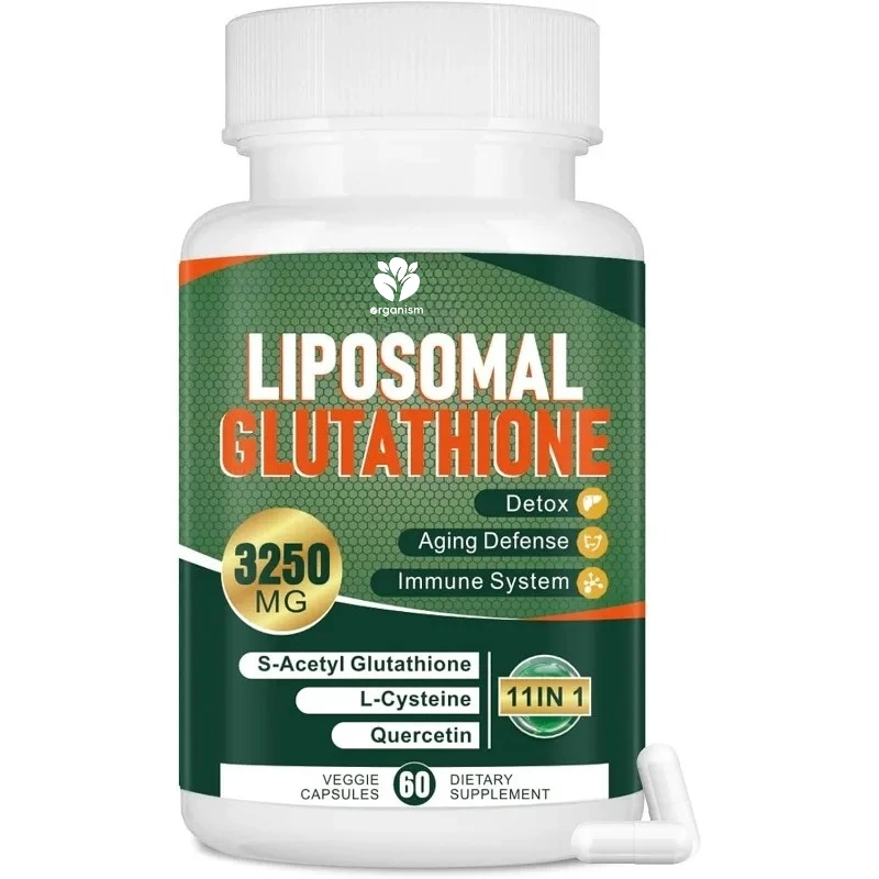 

3250mg Liposomal Glutathione with Resveratrol, Quercetin, Immune System Antioxidant Support Supplement, 60 capsules