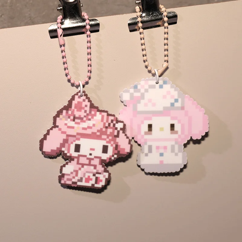 

My Melody Kawaii, милая пиксельная акриловая подвесная цепочка, мультяшный брелок для ключей, украшение для сумки, украшение для рюкзака, подарок на день рождения для девочек