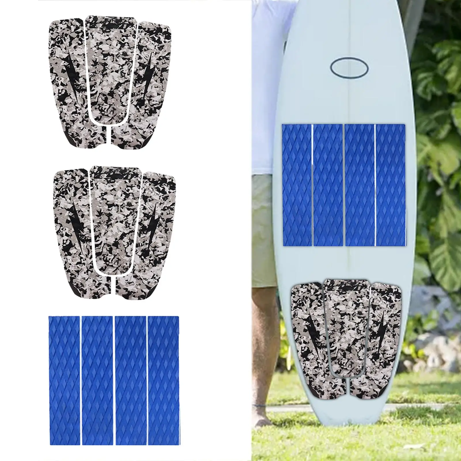 Picture 5: Surfboard Traction Pads Surfboard Deck Traction Pad Self Sticky Surfboard Grip Pad Deck Grip Pad for Longboard Paddle Board