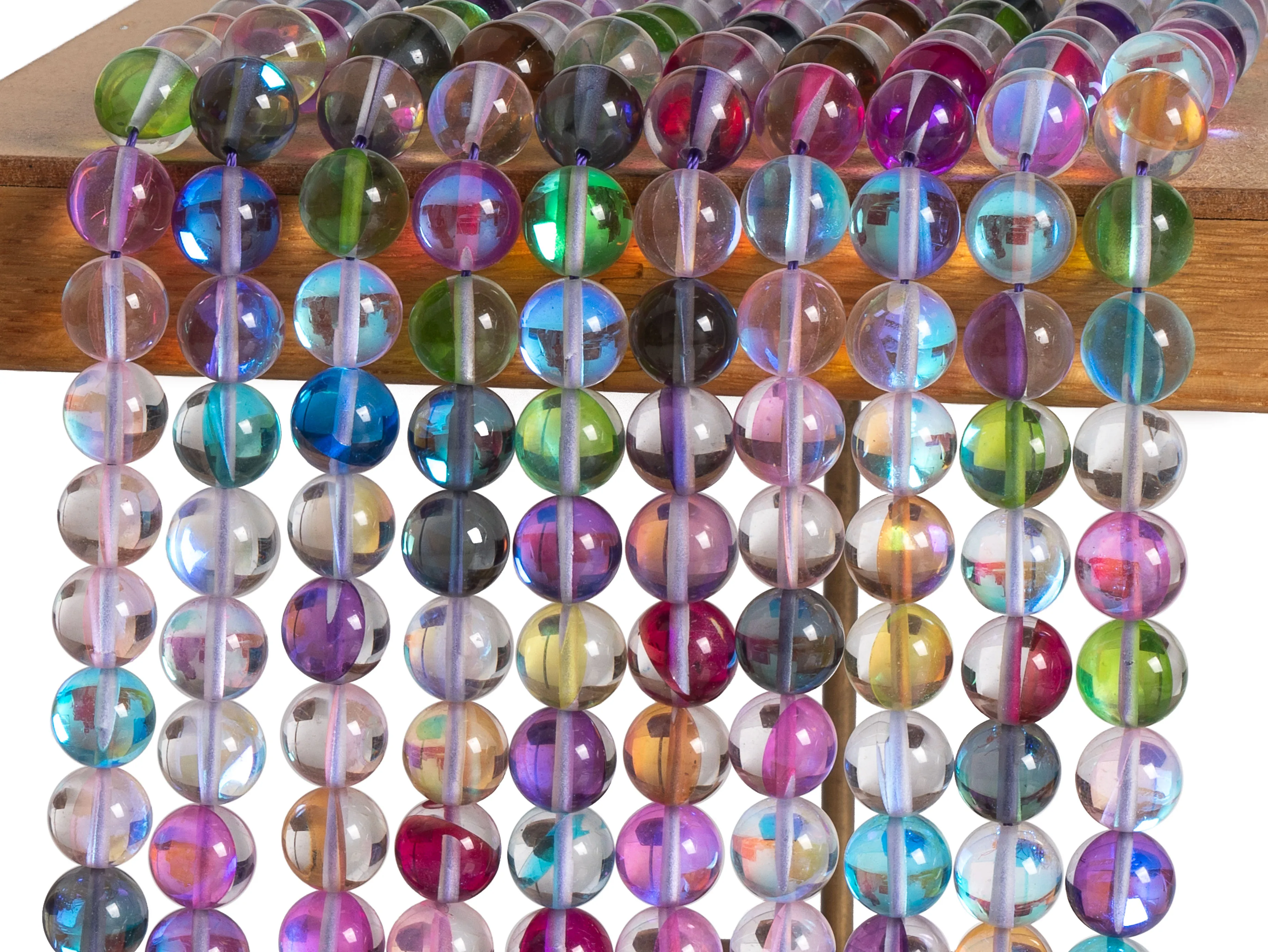 Rainbow Mystic Aura Quartz Beads Round Loose Beads Round Size Options 6/8/10/12mm for Jewelry Making