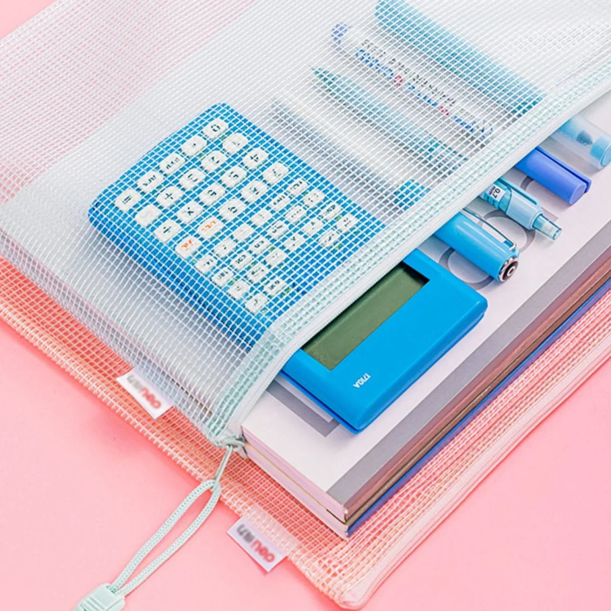 

Mesh See-Through A4 Zipper Pouch 5PCS Waterproof Document Bag for Office School Document Holder File Folder Desk Organizer