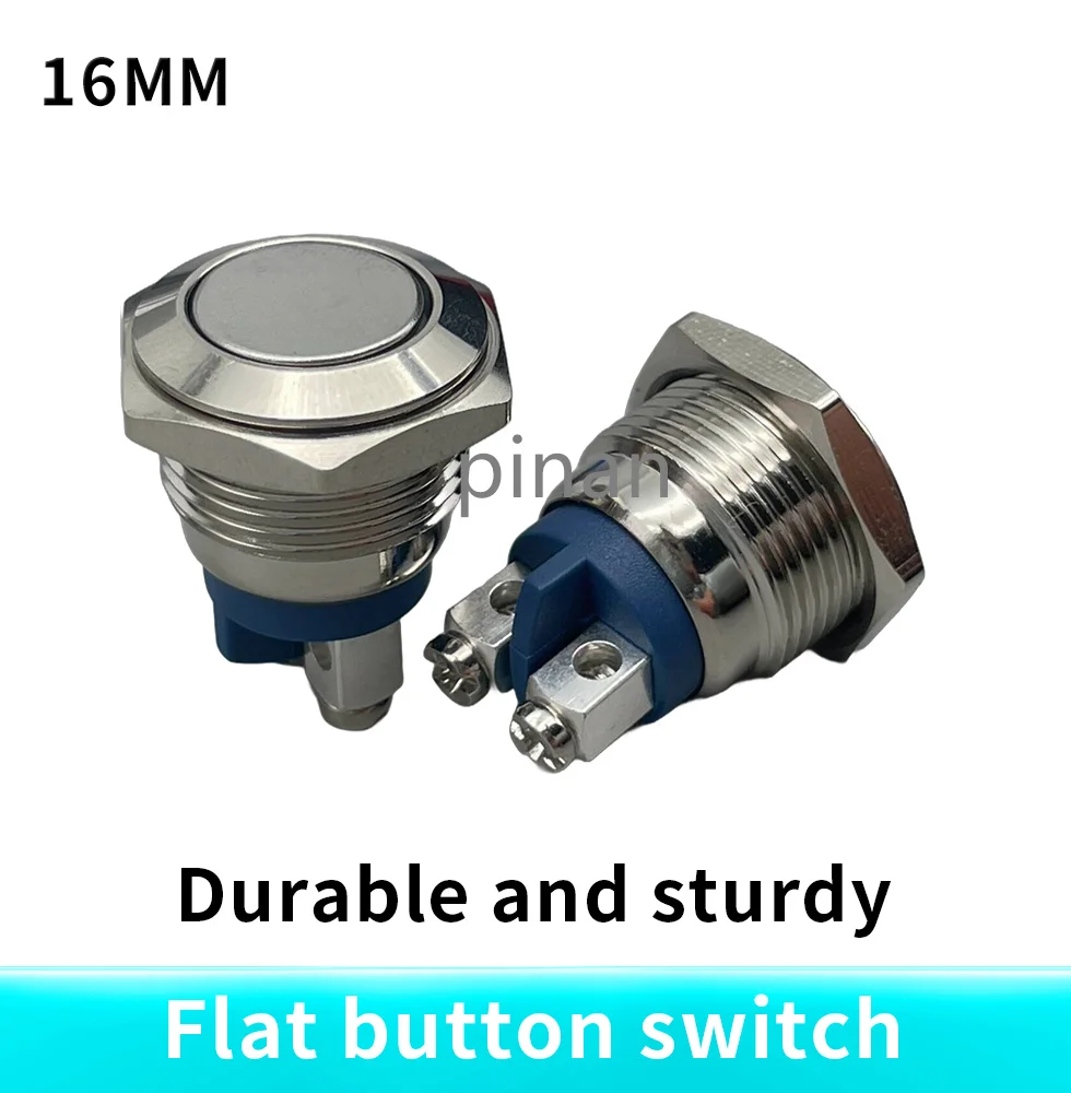 16mm Anti-Vandal Momentary Stainless Steel Metal Push Button Switch Flat Top P