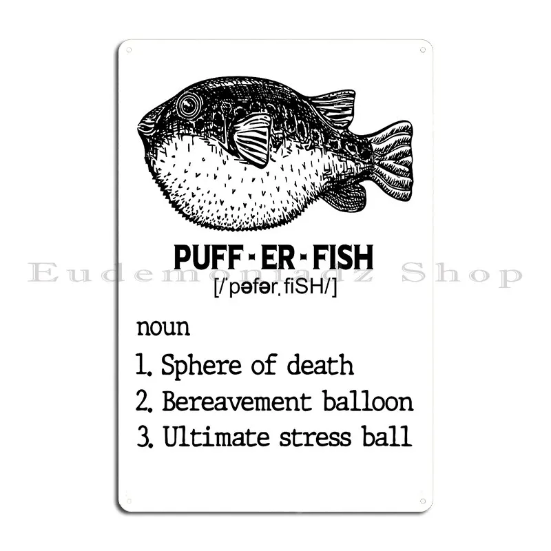 Puffer Fish Metal Plaque Painting Garage Bar Cave Pub Create Tin Sign Poster