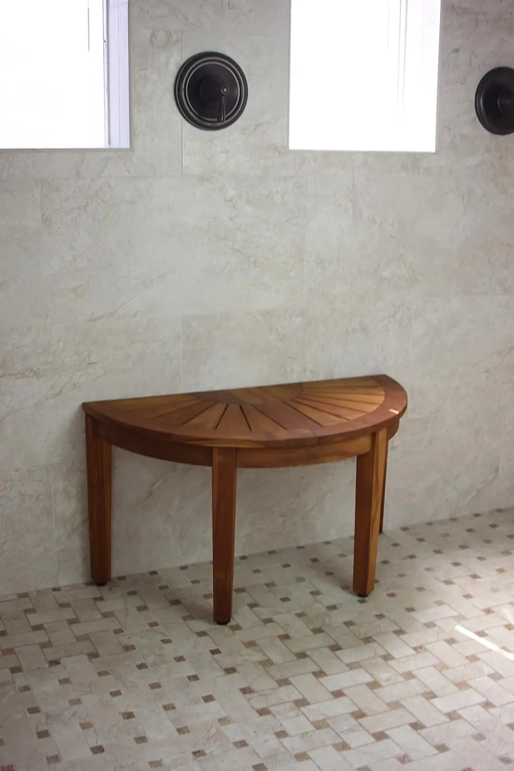 Half-Moon Teak Shower Bench