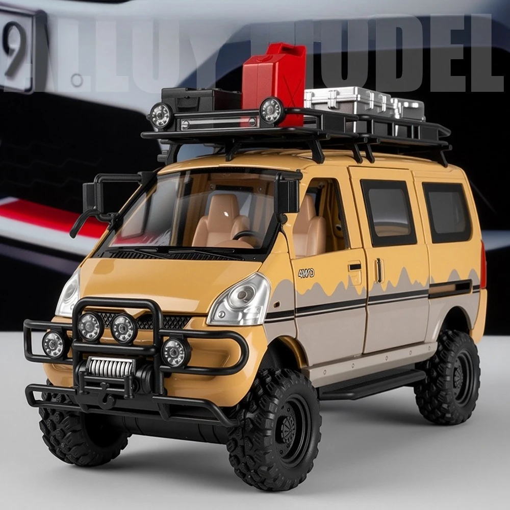 

1:24 WuLing Van Rongguang Diecast Metal Model Toys Car Sound Light Pull Back Doors Opened Miniature Vehices Children's Day Gifts