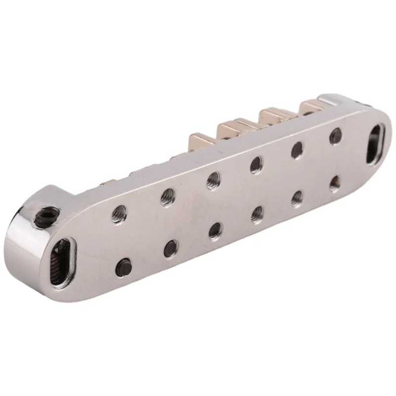 Puente de montura de rodillos NALFI-2X con postes y llave inglesa para guitarra eléctrica plateada