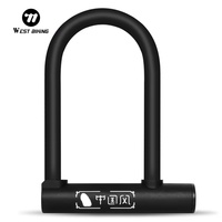 WEST BIKING Bike Lock With 2 Key Anti-theft Lock Zinc Alloy Convenient Motorcycle Cycing U Lock Bicycle Accessories