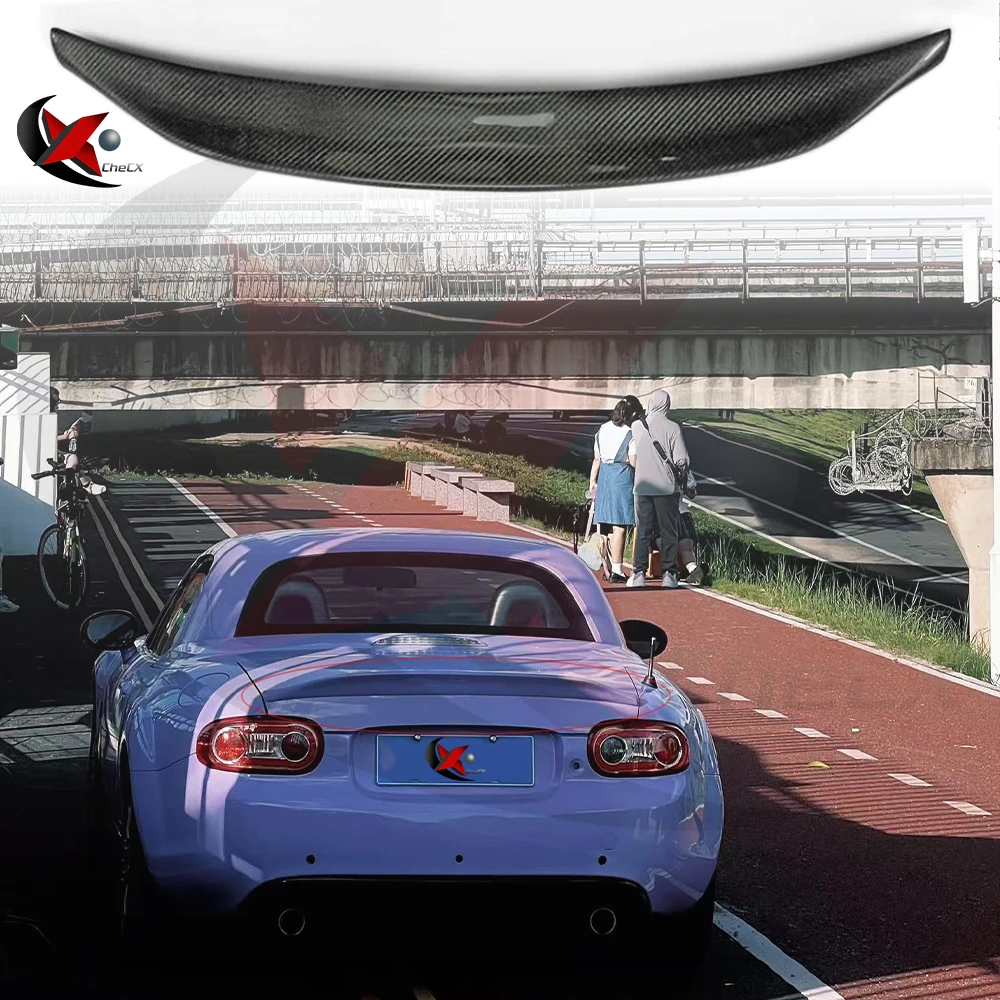 Car-styling For MX5 NC NCEC Roster Miata EPA Type 3 Carbon Fiber Rear Spoiler Glossy Fibre Trunk Wing Lip(PRHT Hard Top Only)