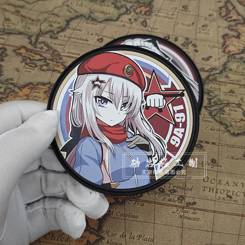 1 Pair Girls Frontline 9A-91 Tactical Morale Anime Hook&Loop Patches for Clothing PVC Gun Girl Military Armband Backpack Badges