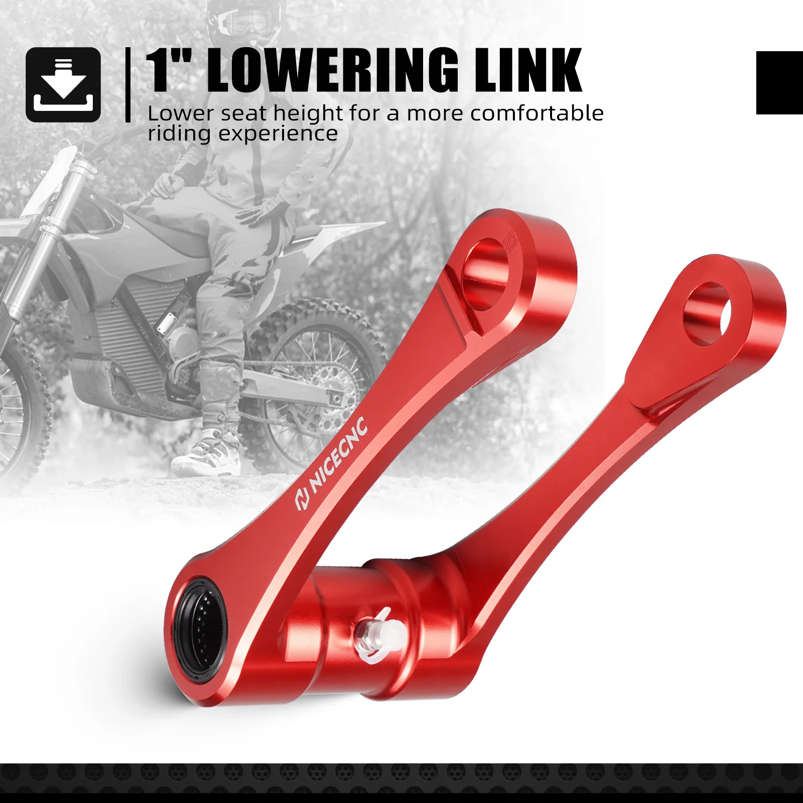 NICECNC Adjustable Kickstand Side Stand & 1″ Lowering Link Kit For Stark Varg EX For Stark Varg MX 2024-2025 Electric Dirt Bike