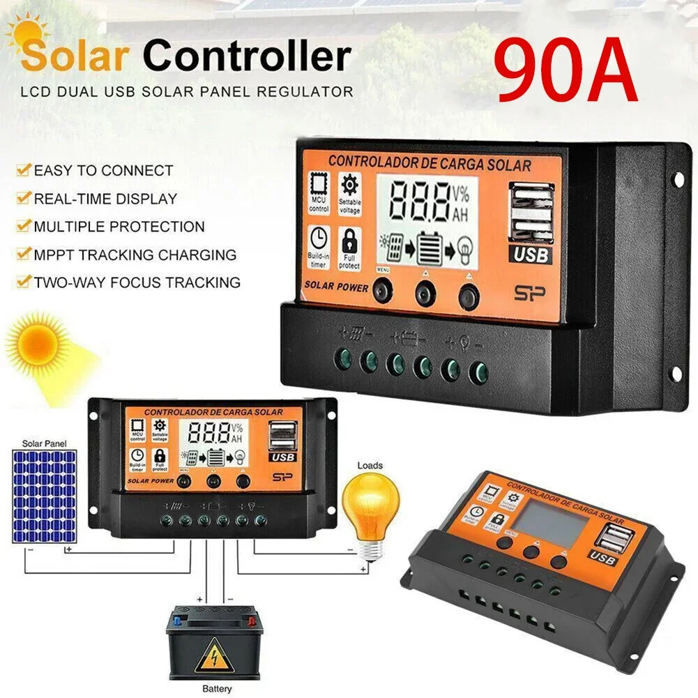 Efficient MPPT/PWM Solar Panel Regulator Charger Controller Adjustable Parameters Overheat and Overcurrent Protection