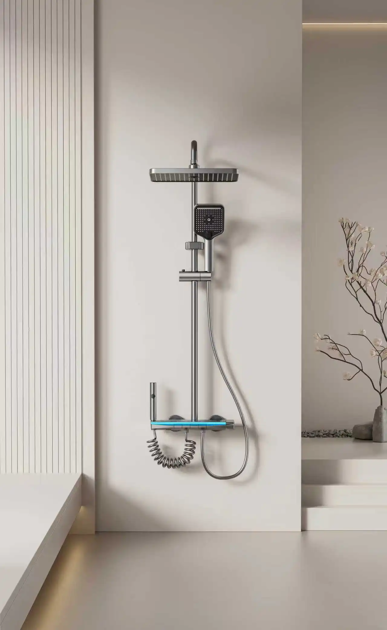 

Shower System With Large Rain Shower Head Constant Temperature Four Modes Concealed Bottom Outlet Shower Sets Luxury Bathroom