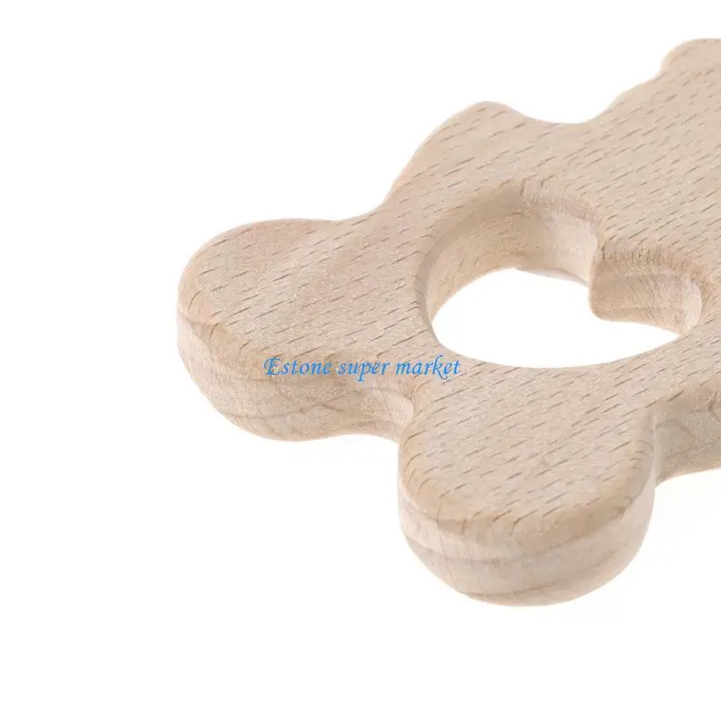 090B Baby Wooden Teethers Cartoon Animals Beech Flower Clouds Bear Teething BPA Tooth Care