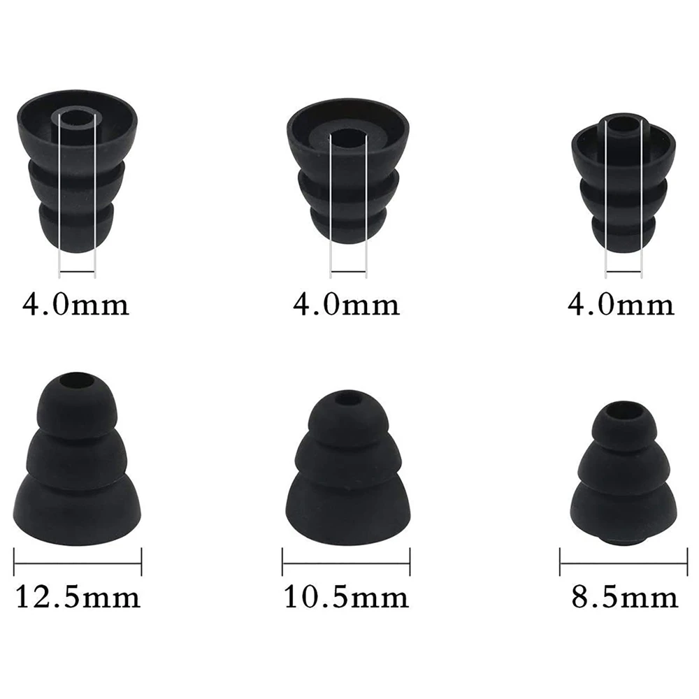 3 쌍 범용 소프트 실리콘 이어폰 커버, S/M/L, 교체용 이어 버드, 3 레이어 헤드폰 귀마개, 이어 패드 쿠션 액세서리