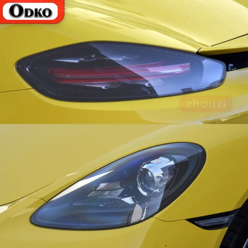 For Porsche 718 Boxster Cayman 2016-On 2020 Car Lamp Film Headlight Tint Black Protective Film Taillight Transparent TPU Sticker
