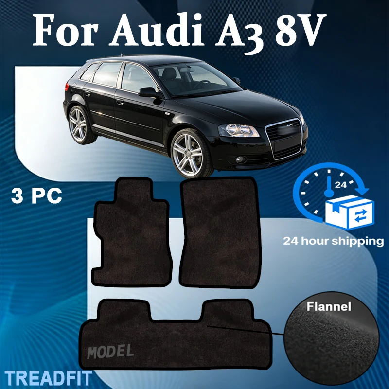 Nylon Velour rugs set for Audi A3 8V 3-door sedan limousine Sportback (2012-) -Black