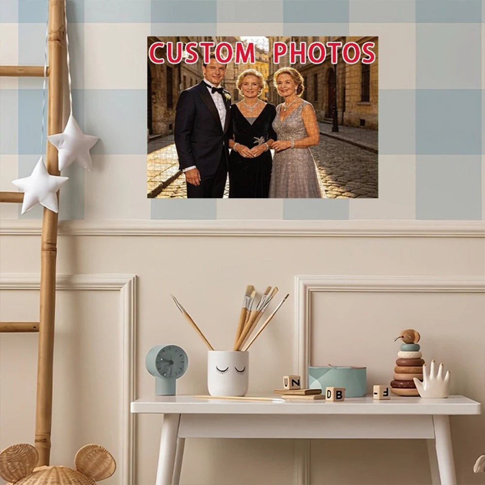 35/300/500/1000pcs Personalized Custom Photo Puzzle Couple Photos DIY Handmade Puzzles Photo Wall Art