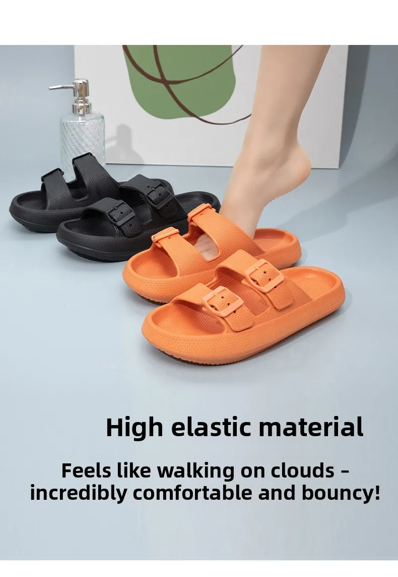 Summer Couple Flip Flops Outdoor Thick Sole Slippers for Women Men Home Sandals with Double Strap