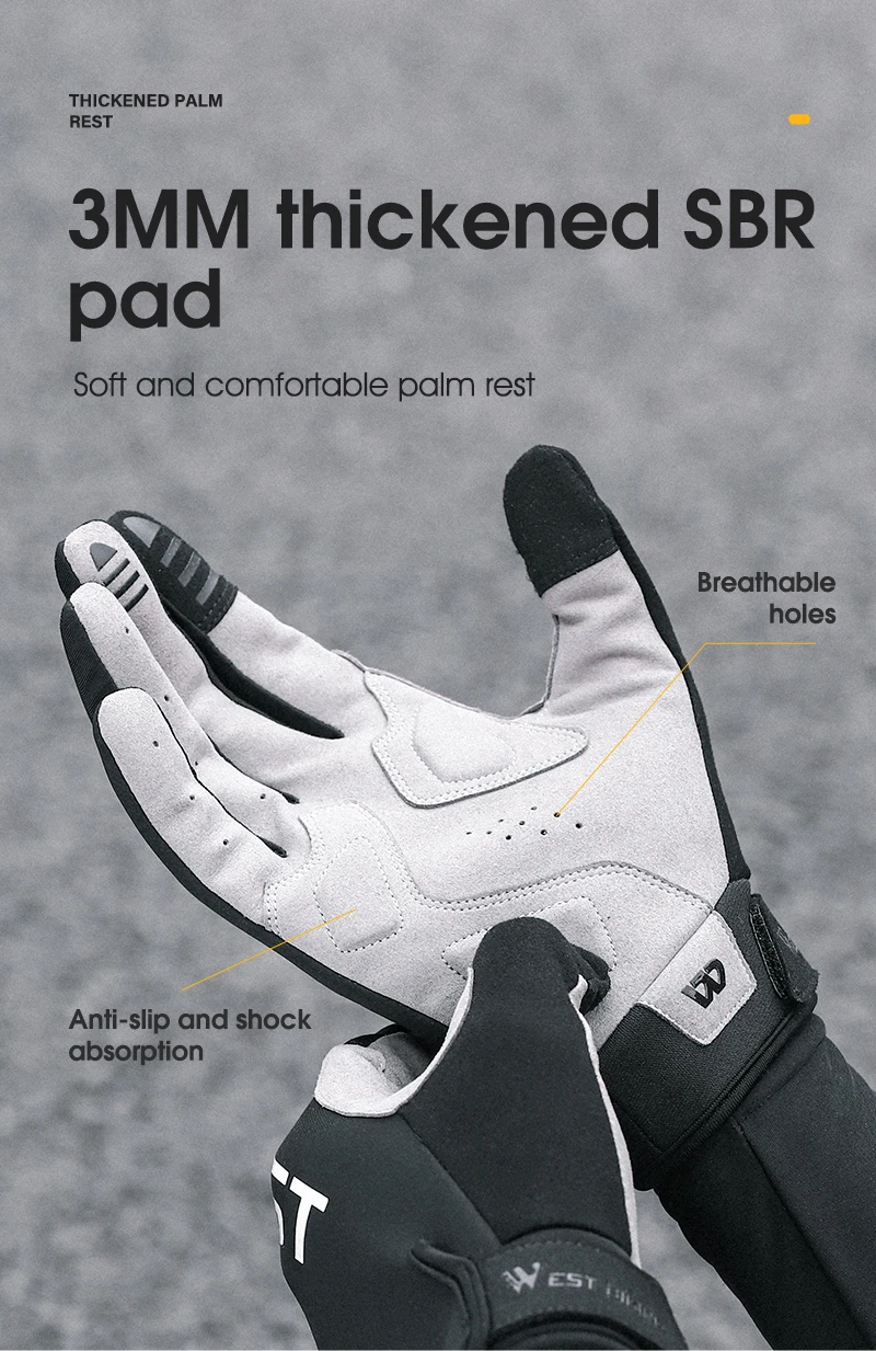 WEST BIKING Warme Winter-Fahrradhandschuhe für Herren, winddicht, mit Fleece, reflektierend, SBR-Polsterung, 3-Finger-Touchscreen, rutschfest, für MTB und Rennrad – Detail 7