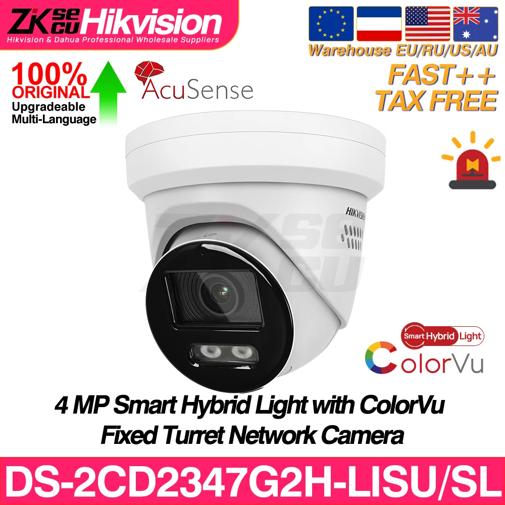 Hikvision DS-2CD2347G2H-LISU/SL 4MP Smart Hybrid Light ColorVu IP Camera Strobe Light Audible Warning Acusense IP67 Surveillance