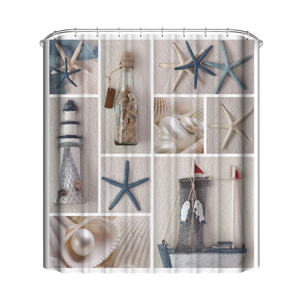 

3D Waterproof Shower Curtain Polyester Bath Drape No-fading Bathroom Decor Type 3 180x180cm