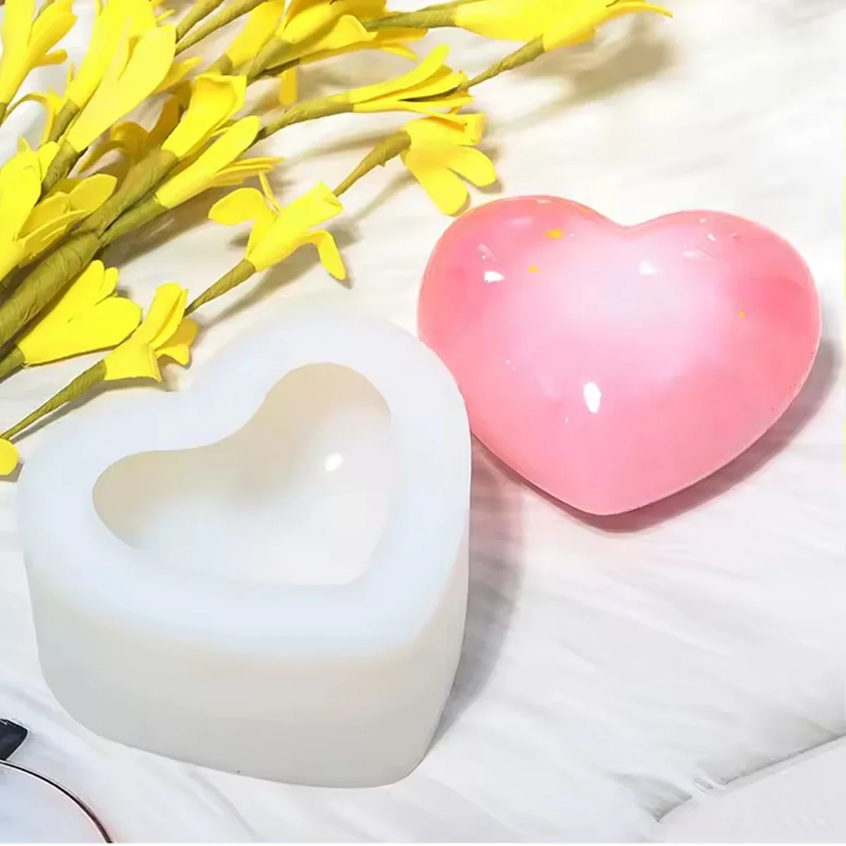 DIY Heart Shape Silicone Candle Mold Baking Cake Decoration 3D Handmade Soap Aromatherapy Soy Wax Epoxy Resin Chocolate Mould