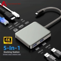 USB Hub 5 in 1 4K HDMI PD 100W RJ45 1000Mbps 5Gbps USB 3.0 Type C Splitter Adapter for MacBook Laptop Steam Deck Docking Station