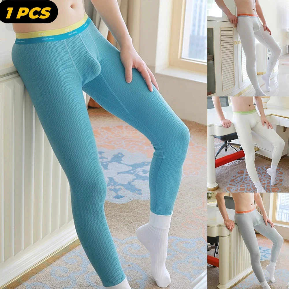 1 PCS Men Thermal Underwear Bottoms Athletic Workout Sport Cotton Soft Leggings Tights Warm Shaping Trousers Winter Bottom Pants