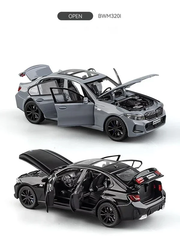 1:32 BMW 320i THE 3 G20 2023 Alloy Diecasts & Toy Vehicles Metal Toy Car Model Sound and light Collection Kids Toy