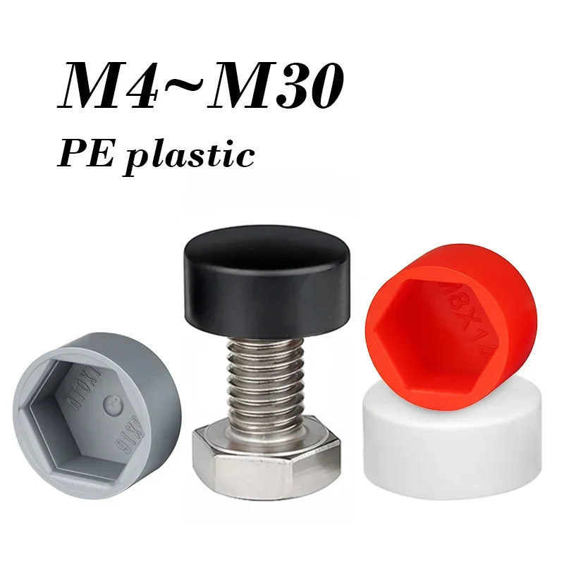 5~20 Pcs PE Plastic Bolt Nut Cap Cover M4 M5 M6 M8 M10 M12 M14 M16 M18 M20 M24 M27 M30 External Hexagonal Screw Decorative Cap