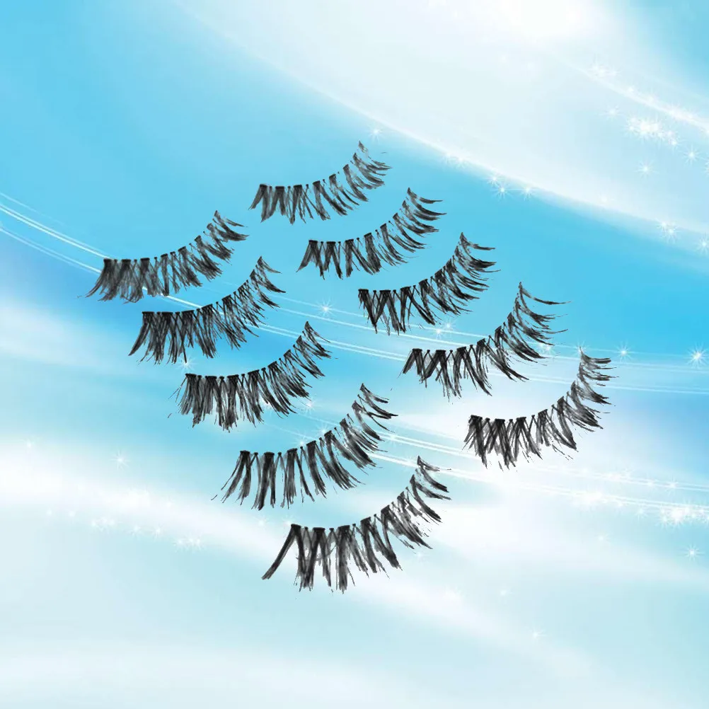5Pairs Natural Fake Eyelashes Dense Cross Style Long Thick Lashes Eye-Catching Comfortable Wear Safe Material for All Occasions