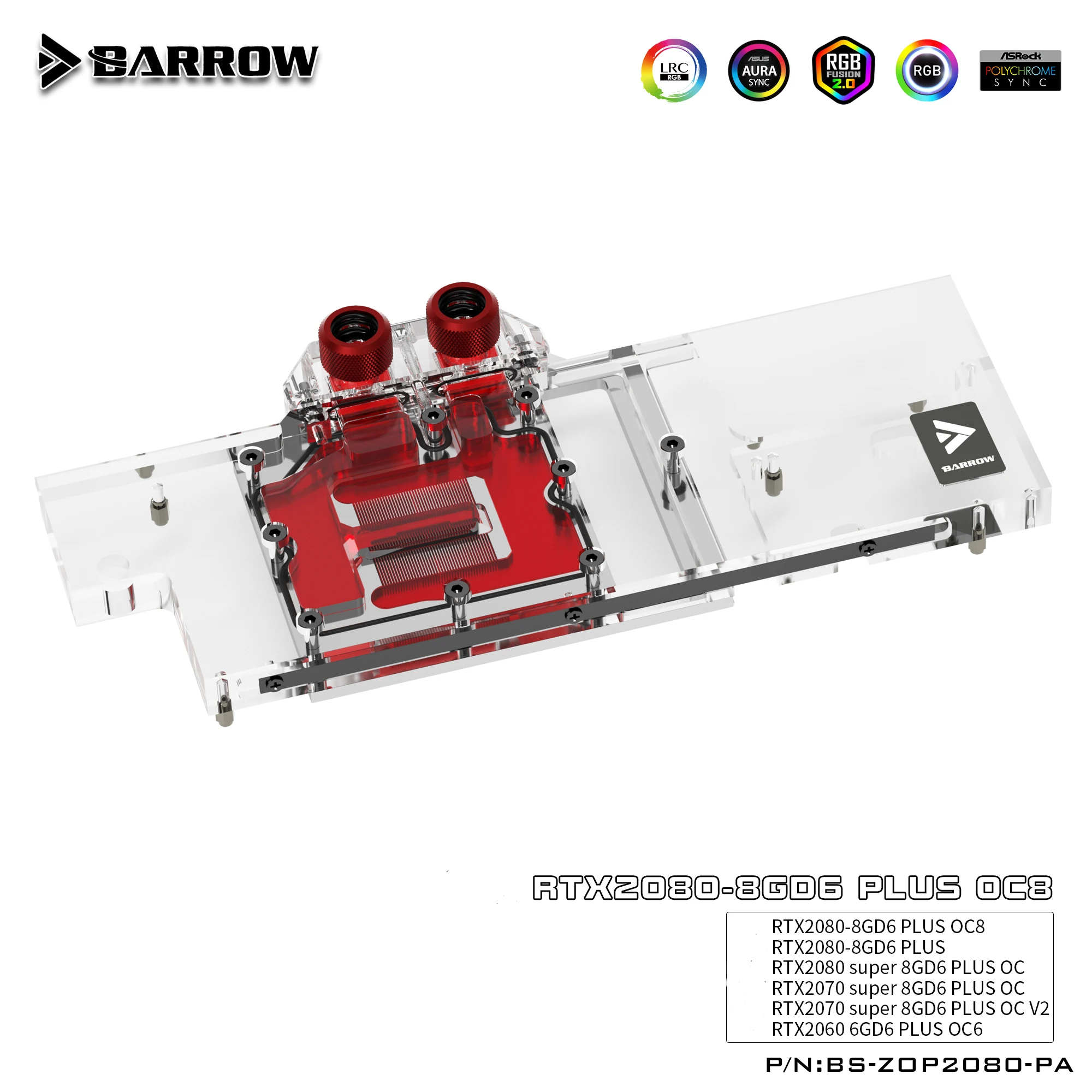 

Barrow BS-ZOP2080-PA, блоки водяного охлаждения графической карты с полным покрытием, для Zotac RTX2080 8GD6 Plus/ Zotac RTX2080 8GD6 Plus OC8