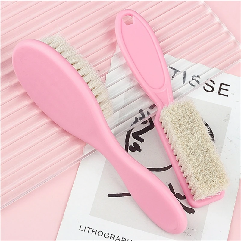 1 Set Woolen Baby Hair Brushes Soft Hair Massage Brush Baby Body Head Cleaning Brush Hair Comb Health Care Tool