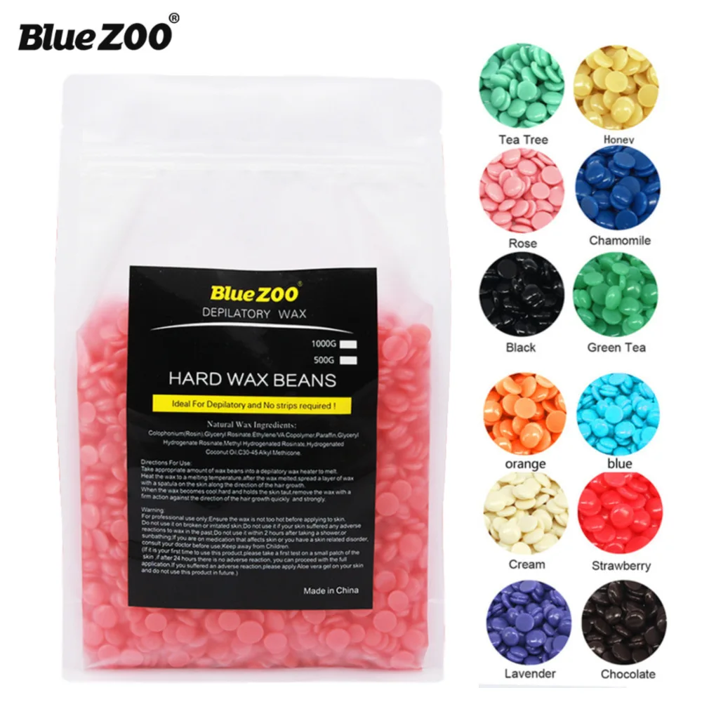 BLUE ZOO 1000g Depilatory Wax Bean Pellet Hot Film Hard Wax Bean For Body Bikini Face Hair Removal No Strip Waxing