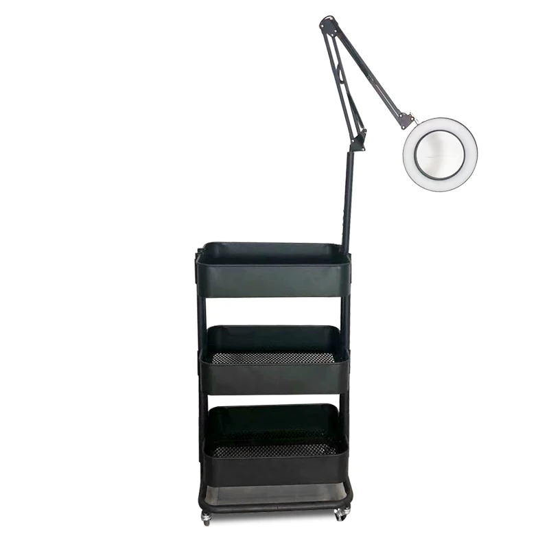 Beauty Equipments Rolling Cart Salon Cart Trolley Salon Drawer Trolley hairdressing tray cart With 24W Light