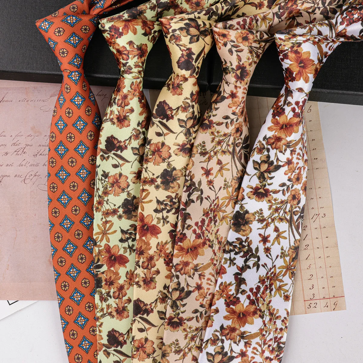 Vintage Ties Men's Fashion 8cm Flower Print Retro Floral Necktie For Men Wedding Business Soft Printing Tie Weding Neckwear