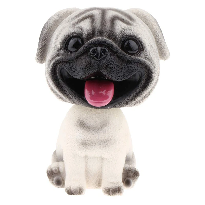 Resin Cute Bobble Head Dog Bobbing Head Puppy Figurine Toy Home Home/Car Dashboard for Car Vehicle Decoration - Pug