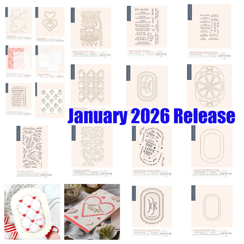 

Набор металлических вырубных форм и штампов «Сердца из бриллиантов» ко Дню святого Валентина 2026 для скрапбукинга и фотоальбомов ручной работы