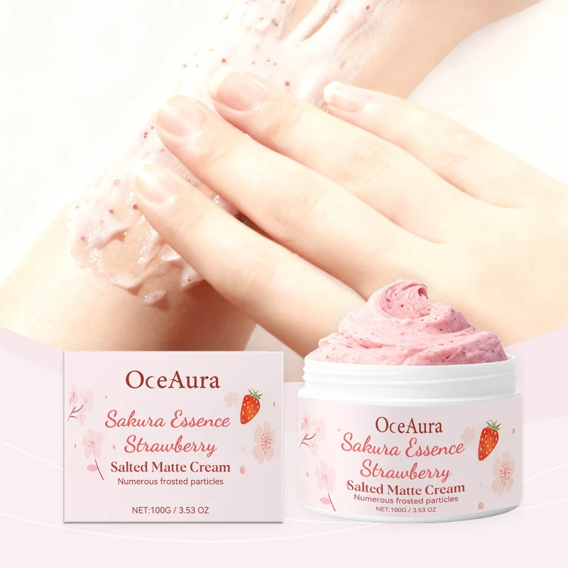 Sakura Strawberry Body Scrub, Gently Cleansing Skin Exfoliating Moisturizing Refreshing Scrub