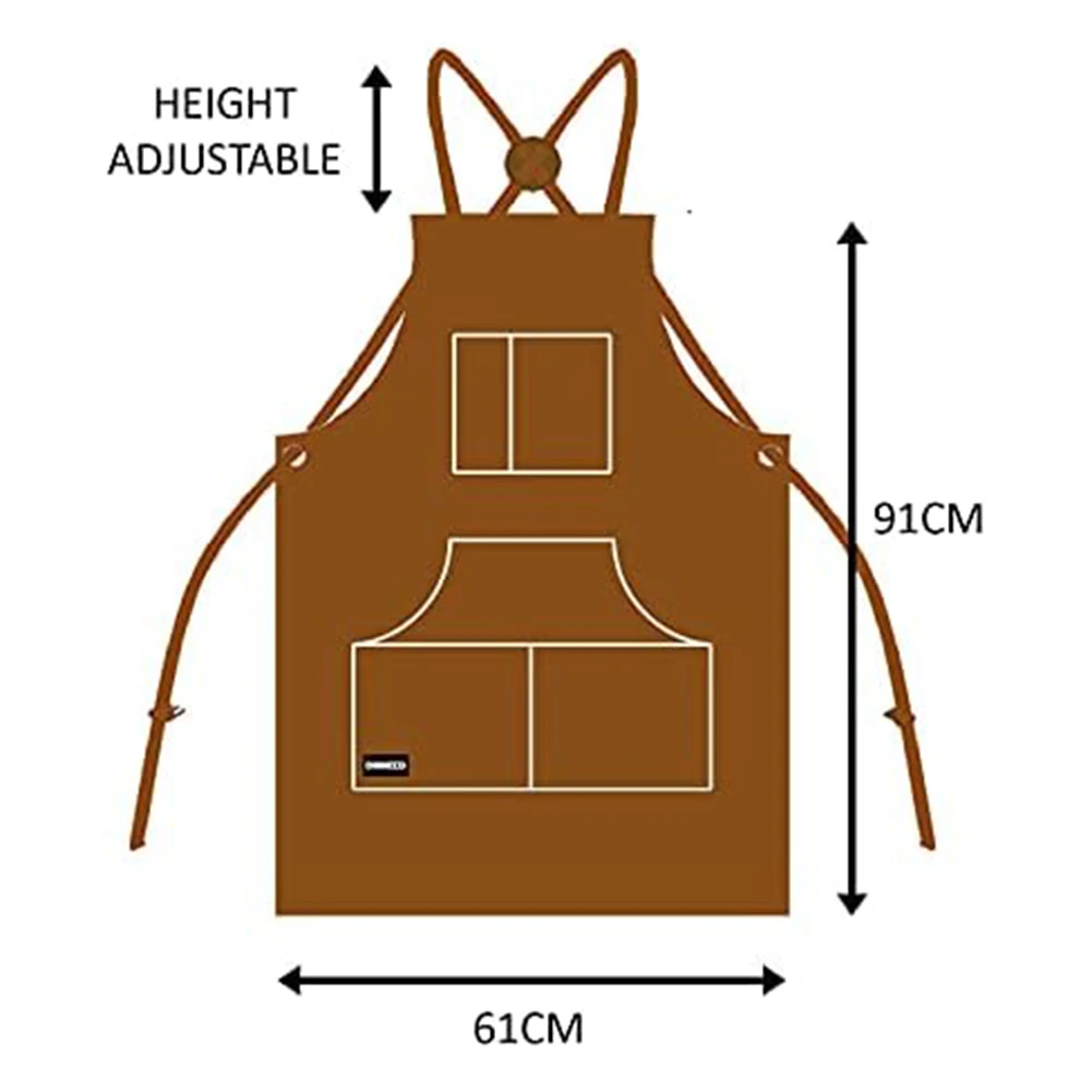 1pc Leather Welding Apron With 6 Pockets For Men Heavy Duty Apron Heat Flame Welder Blacksmith Power Tools Welding Apron