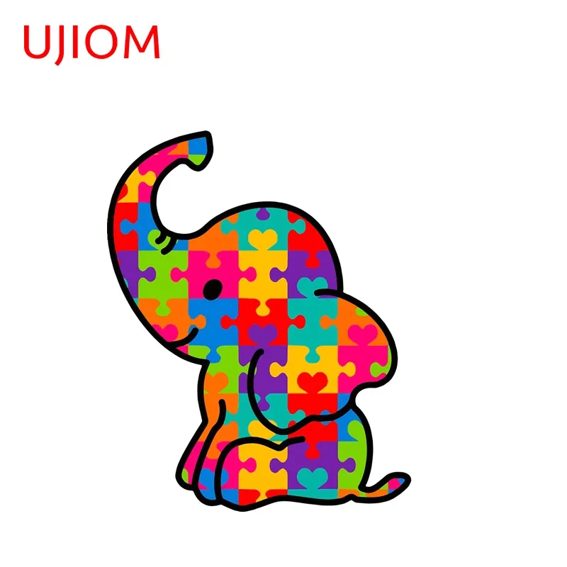 UJIOM Autism Awareness Elephant Gift Wall Sticker Enchanting Lovely Waterproof Graffiti Decal Chic Wardrobe Vestibulec Decor