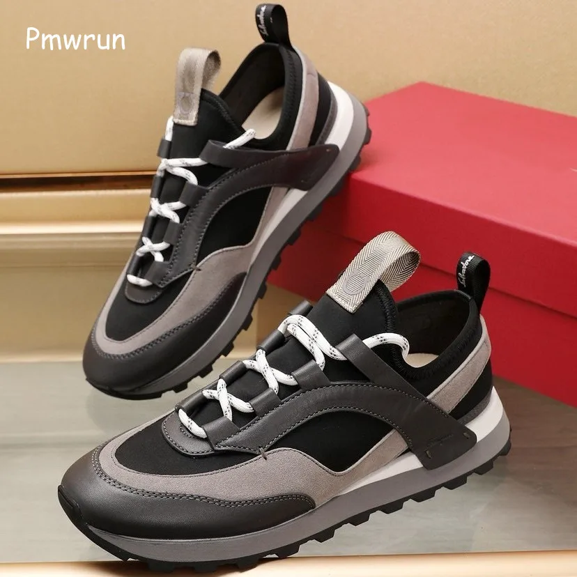 

2024 new color matching sportswear shoes men's leather lace-up comfortable platform men's shoes breathable all fashion shoes