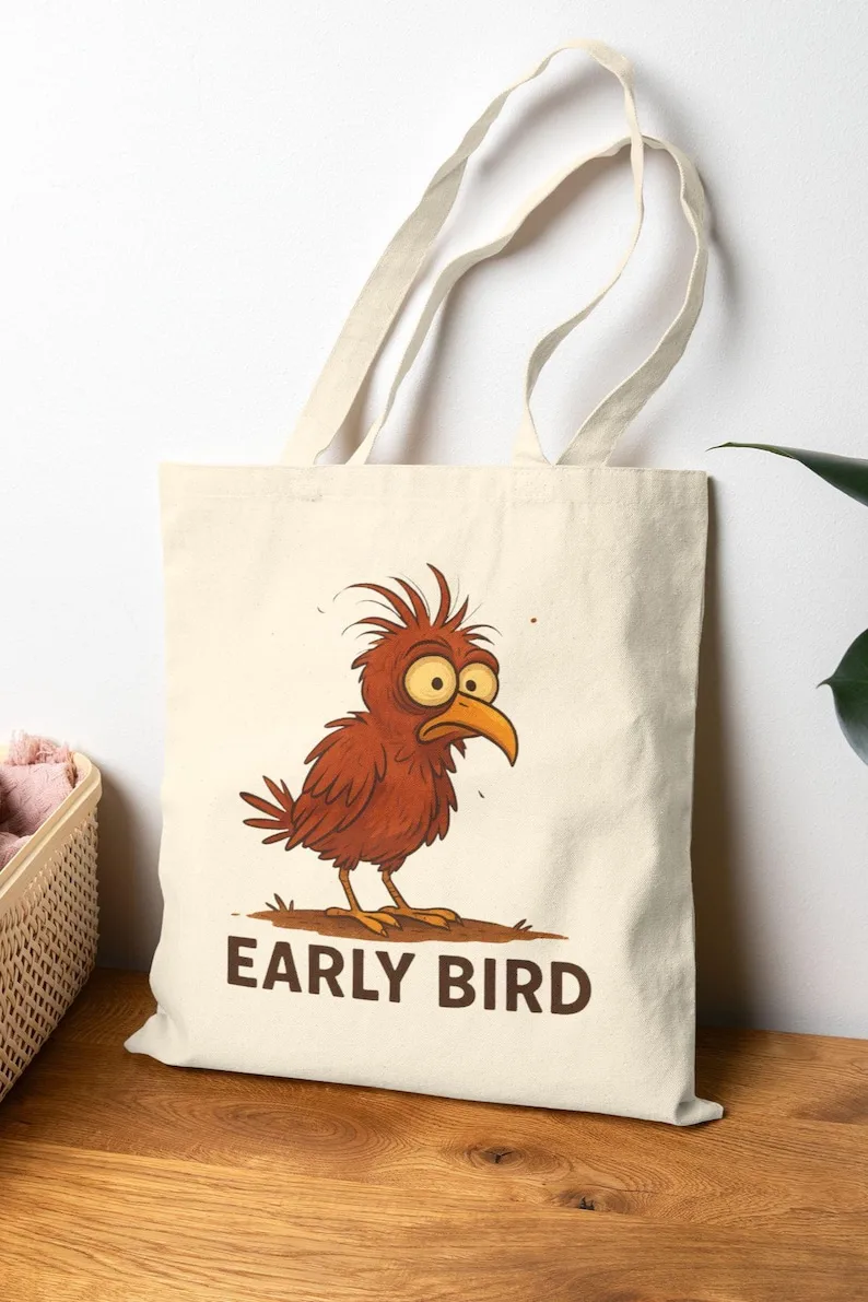

Funny Sleepy Bird Tote Bag | Tired Bird Canvas Shopper | Nature-Inspired Gift