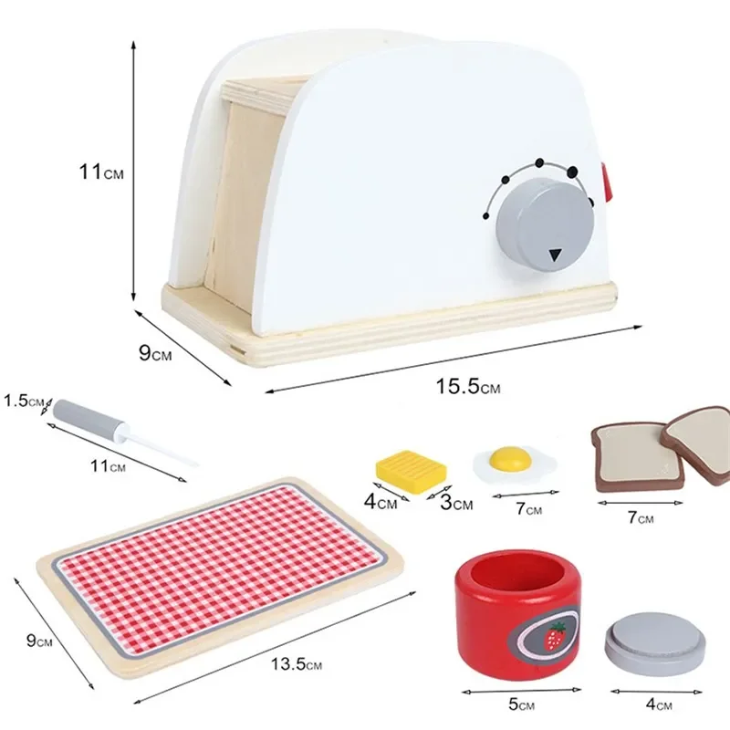 Wooden Kitchen Toy Simulation Toaster Coffee Machine Food Stirrer Children Play House Toy Early Education Pretend Play Girl Toys